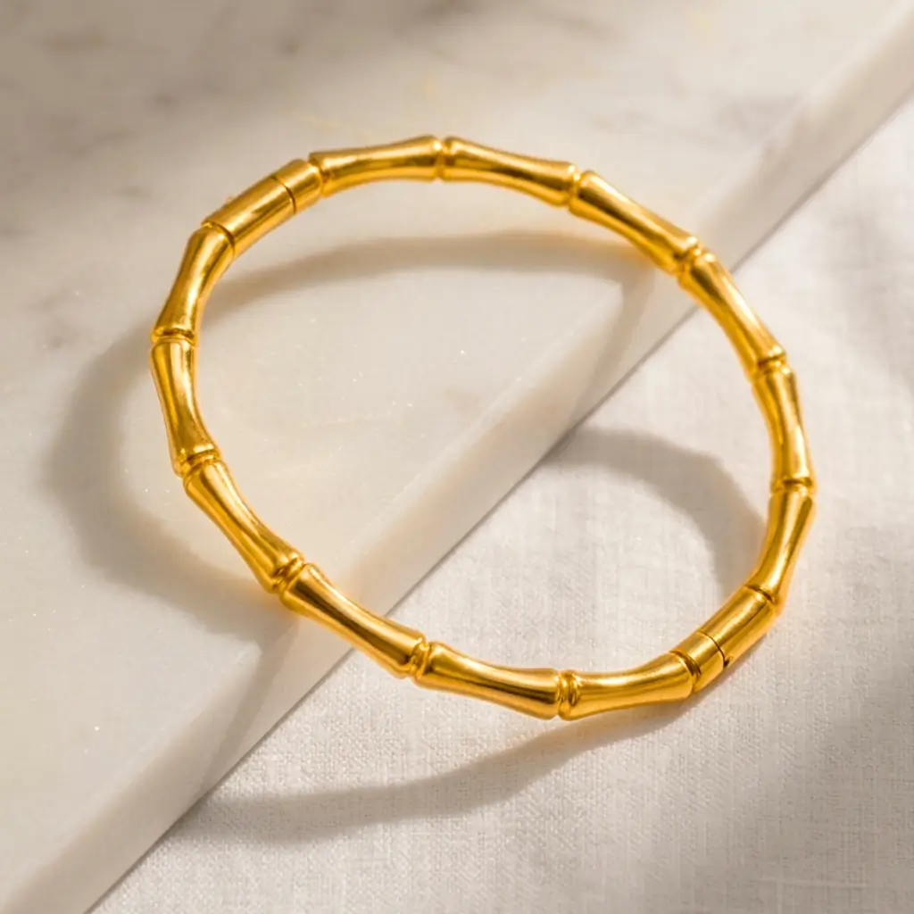 Bamboo kada Style Anti-Tarnish Gold Bracelet