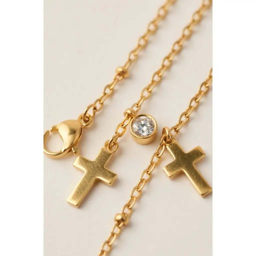 Cross & Crystal Charm Necklace