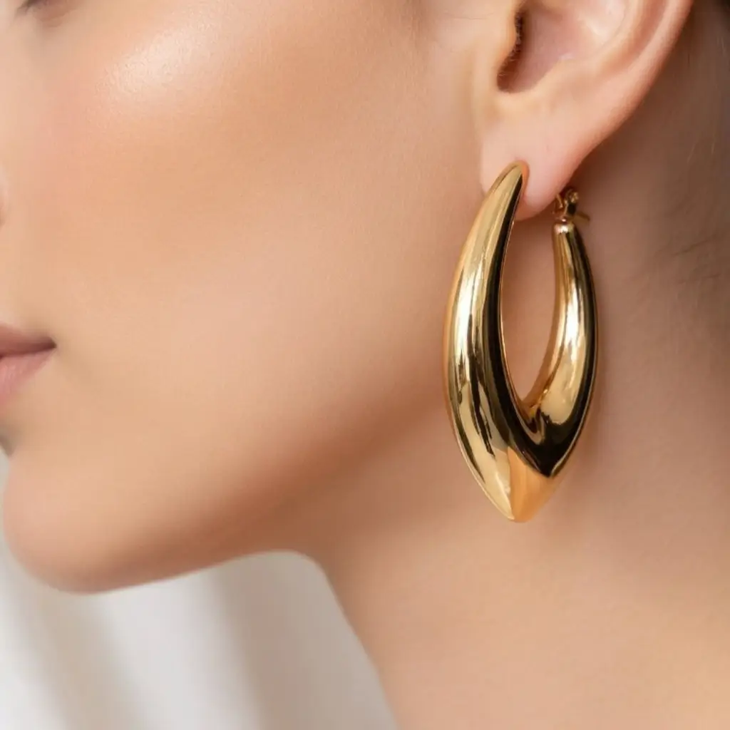 Chunky Oval Hoop Earring